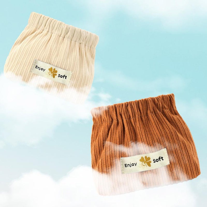 Corduroy Elastic Storage Bag, Mini Travel Cosmetic Bag, Portable Makeup StorageBag Hair Tie Organizer Storage Clutch, Cute Hair Clips Jewelry Organizer for Women (Beige 1pcs-L) - Image 5